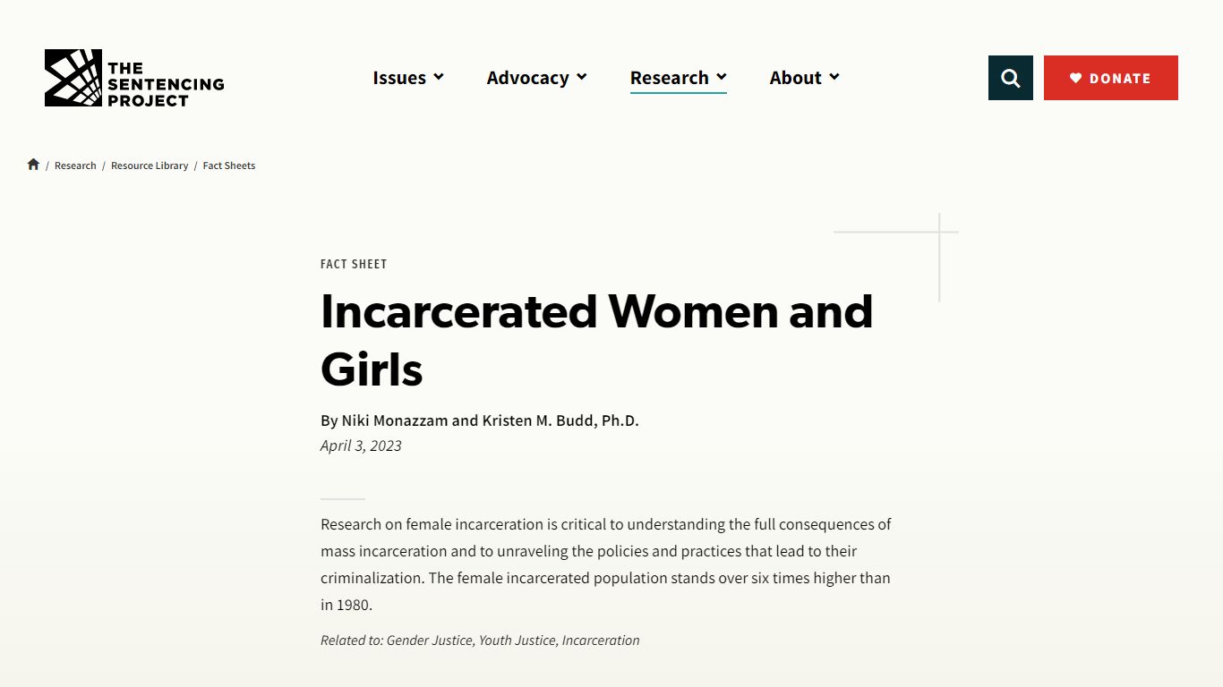 Incarcerated Women and Girls – The Sentencing Project